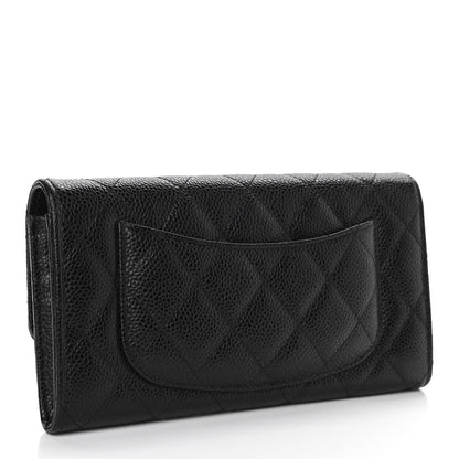 Chanel Caviar Quilted Large Gusset Flap Wallet Black 10 of 15