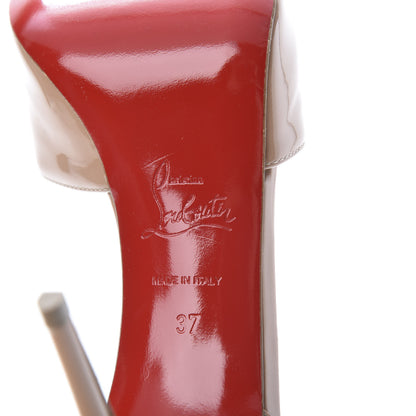 Christian Louboutin Patent Round Chick Alta Platform Peep Toe Pumps 37 Nude 7 of 12