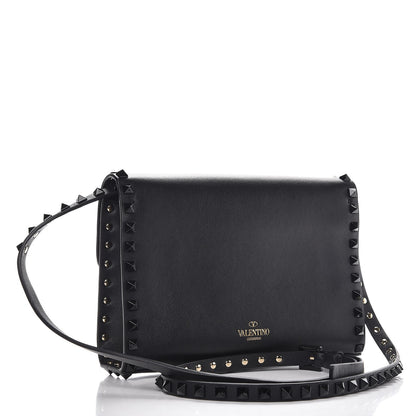Valentino Garavani Vitello Monochrome Medium Rockstud Flip Lock Crossbody Bag Black 3 of 7