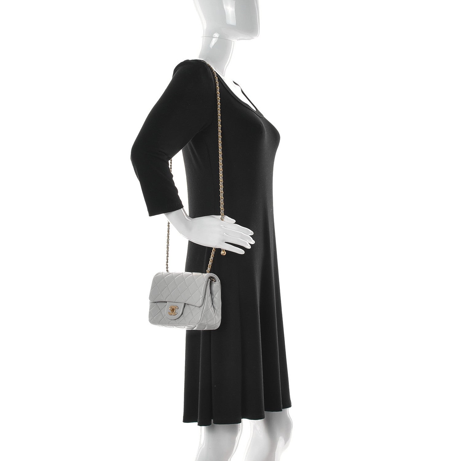 Chanel Lambskin Quilted Mini Pearl Crush Flap Light Grey 2 of 10