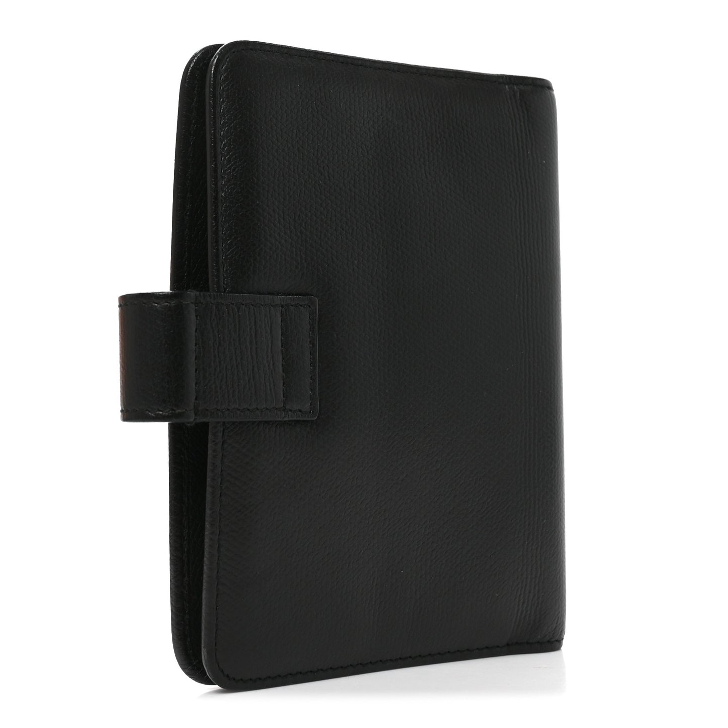 Grained Calfskin CC Button Pocket Agenda Cover Black