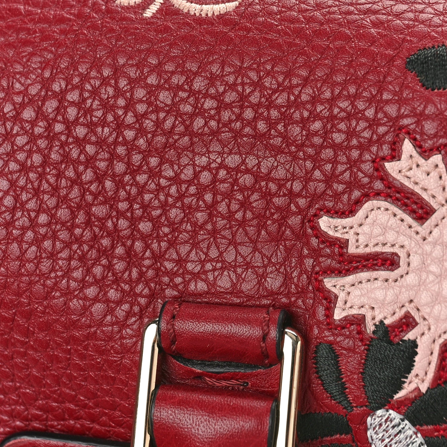 Valentino Garavani Alce Printed Calfskin Flower Embroidered Demilune Double Handle Satchel 11 of 12