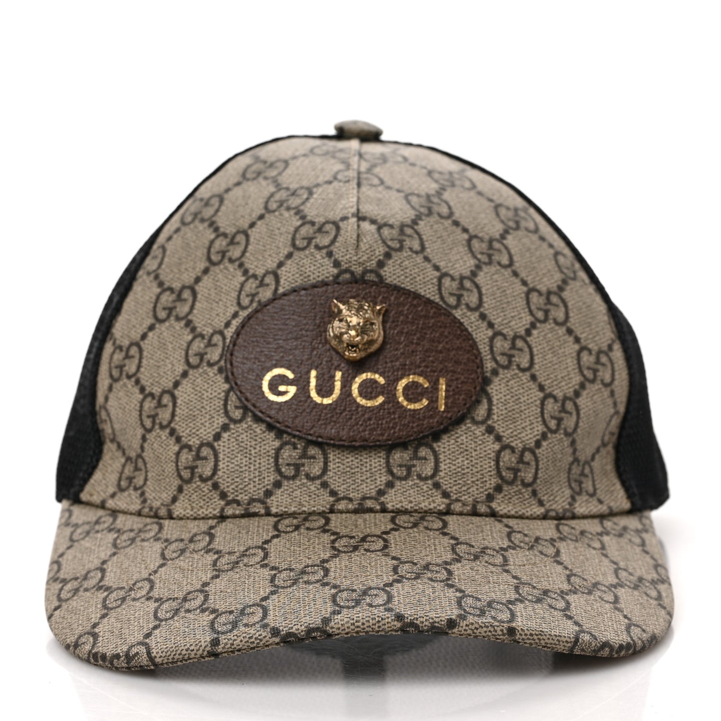 Soft GG Supreme Monogram Mesh Textured Dollar Calfskin Neo Vintage Rap Baseball Hat S Dark Brown Black