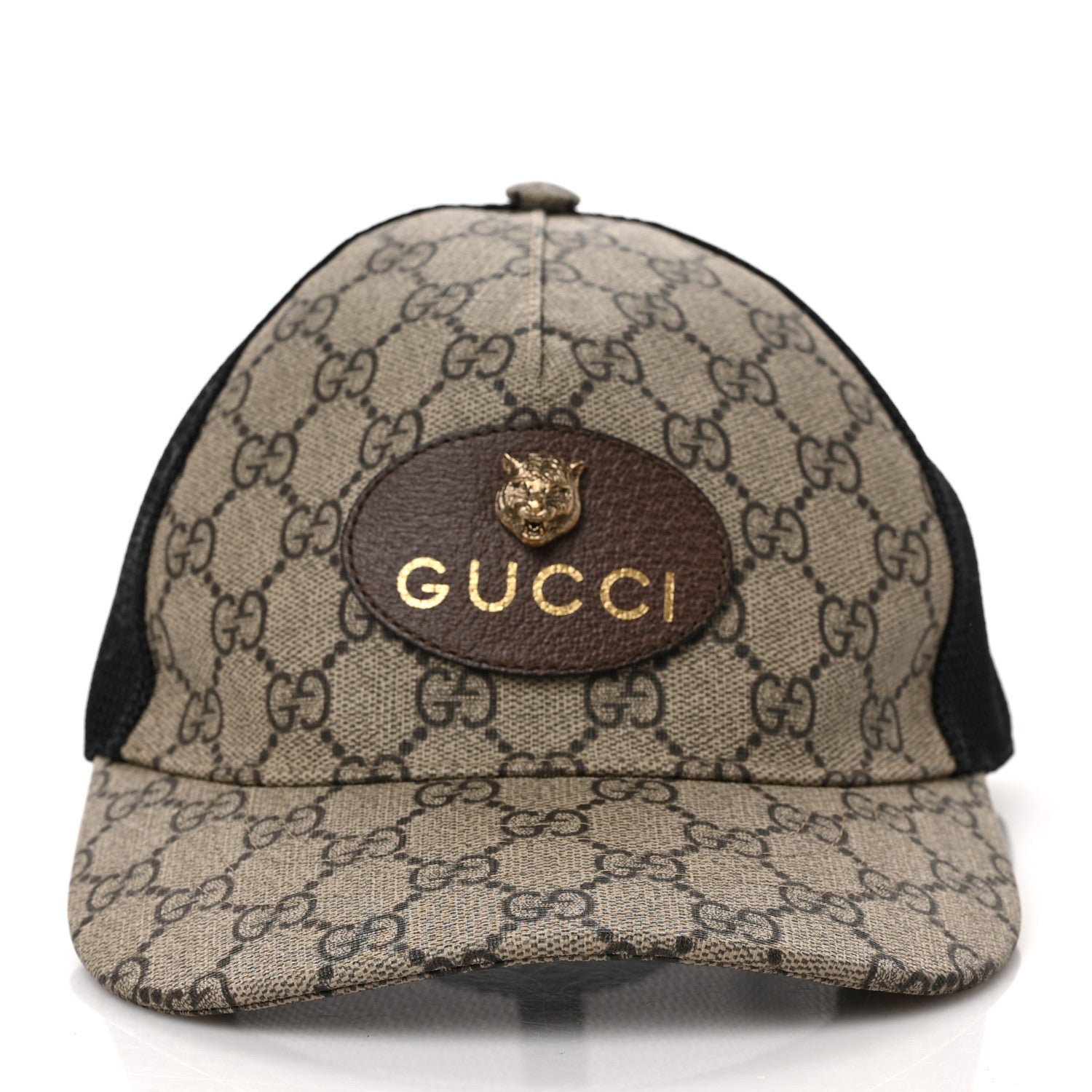 Gucci Soft GG Supreme Monogram Mesh Textured Dollar Calfskin Neo Vintage Rap Baseball Hat S Dark Brown Black 3 of 10