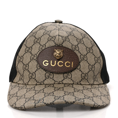Gucci Soft GG Supreme Monogram Mesh Textured Dollar Calfskin Neo Vintage Rap Baseball Hat S Dark Brown Black 3 of 10