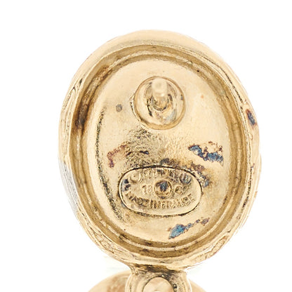 Chanel Metal Resin Ancient Greek Urn Drop Earrings Light Gold Turquoise 4 of 4