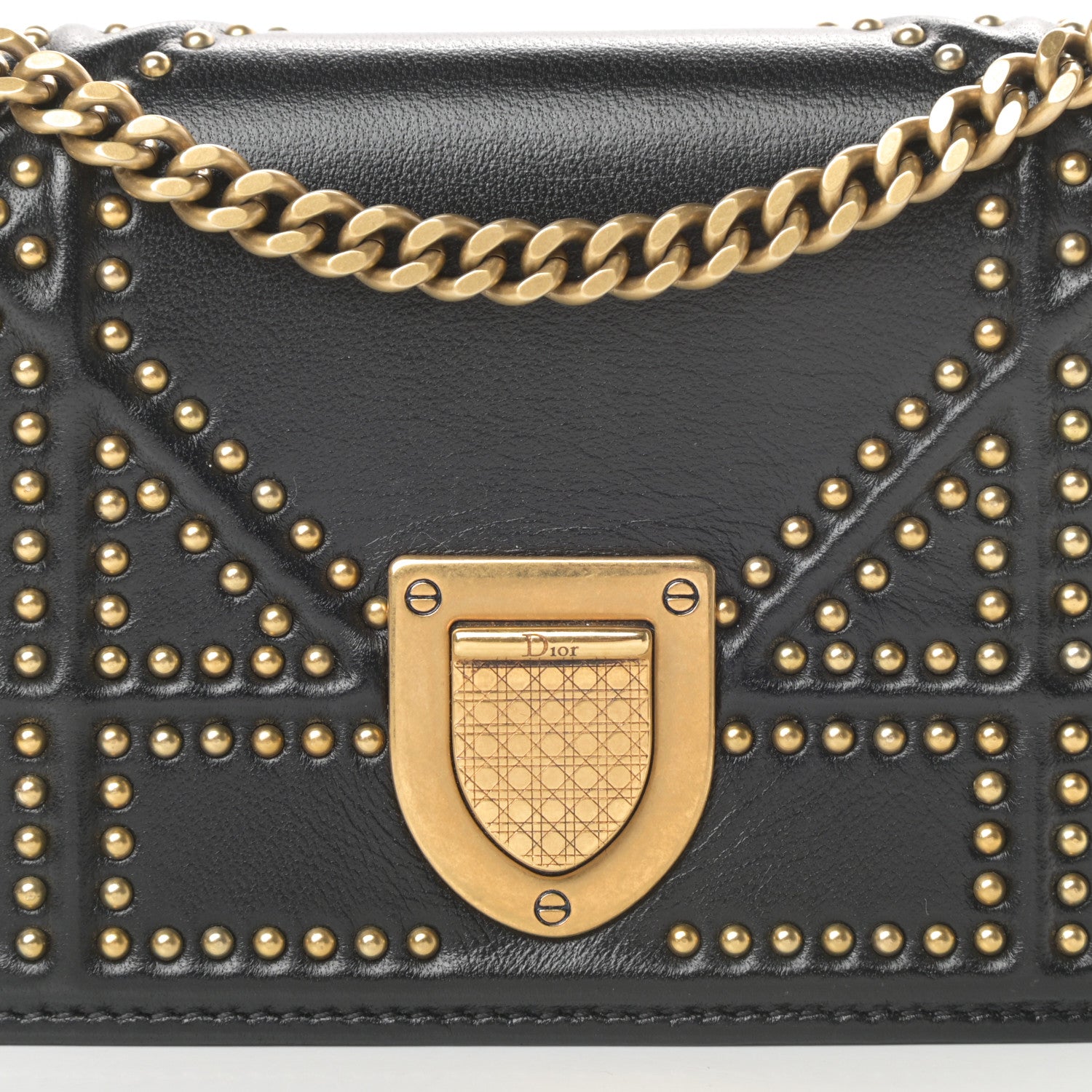 Christian Dior Lambskin Studded Micro Diorama Flap Bag Black 8 of 14