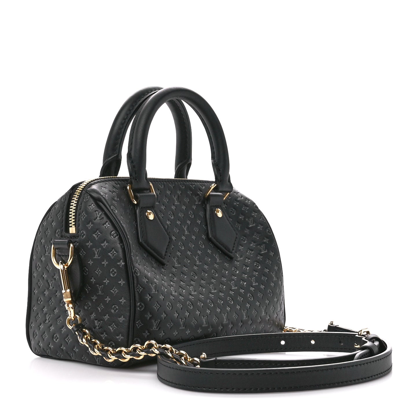 Calfskin Nanogram Embossed Speedy 20 Black