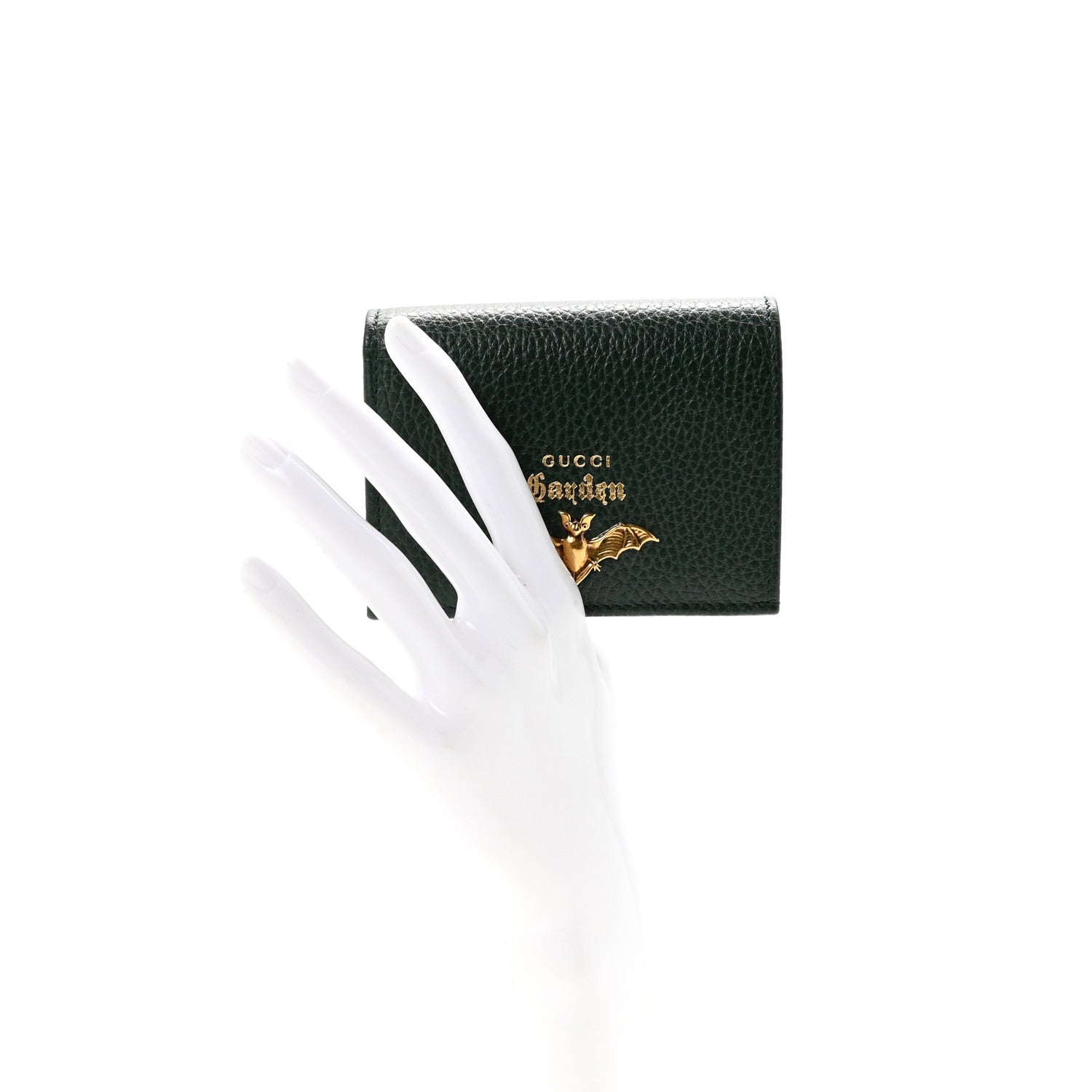 Gucci Calfskin Garden Bat Card Case Dark Green 2 of 7