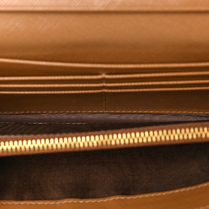 Prada Saffiano Metal Continental Flap Wallet Caramel 5 of 7