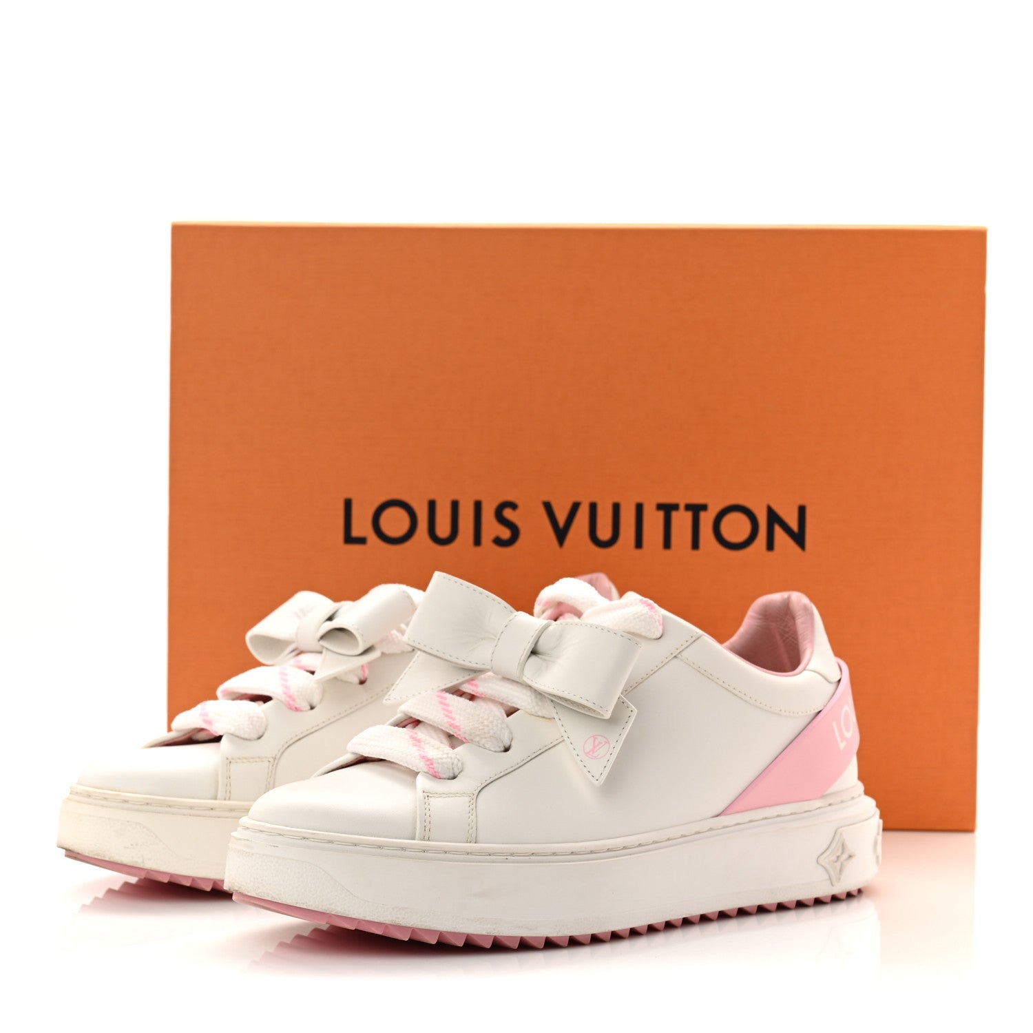 Louis Vuitton Time Out Bow Sneakers 37.5 White Pink 10 of 10