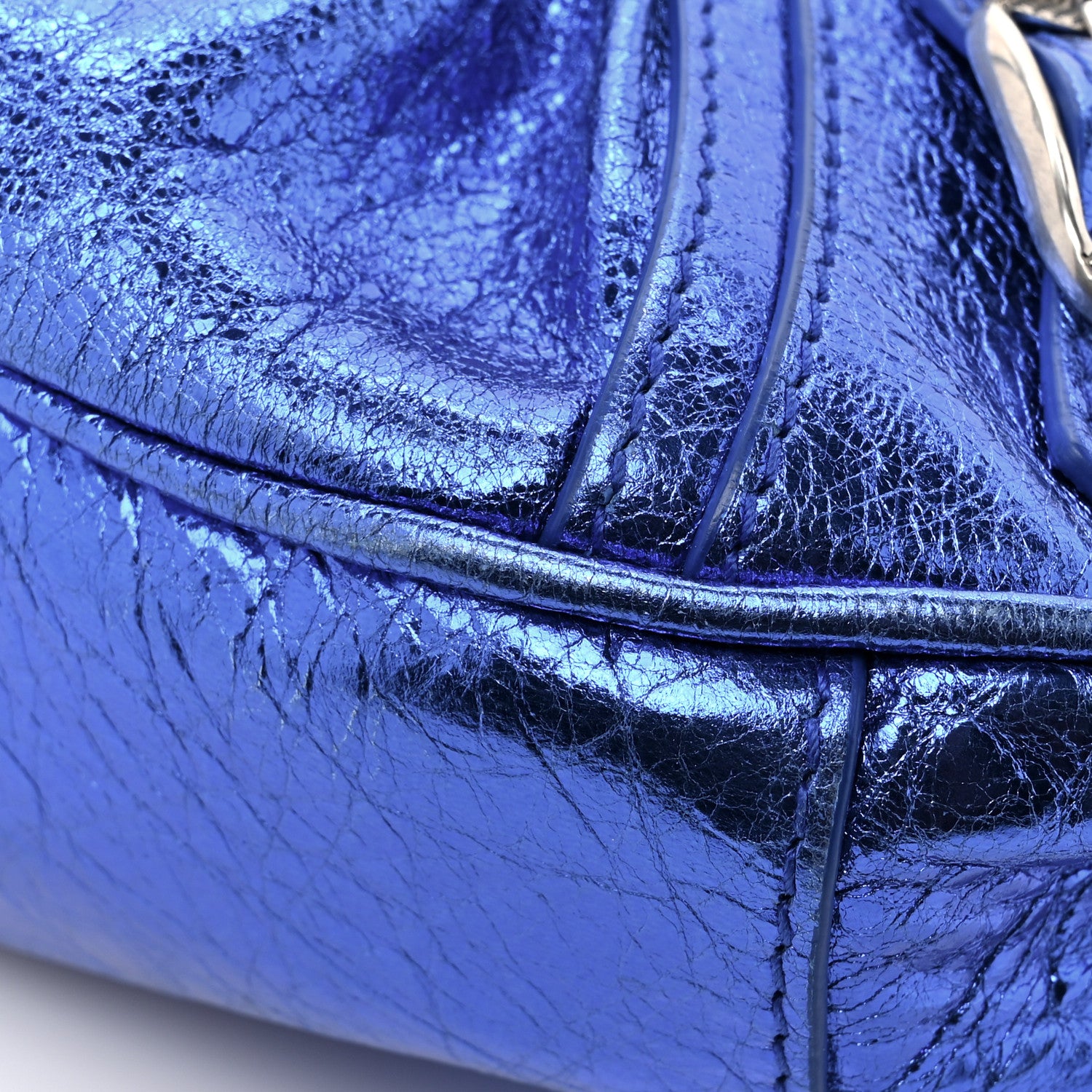 Balenciaga Metallic Arena Agneau Le Cagole Shoulder Bag XS Blue 11 of 12