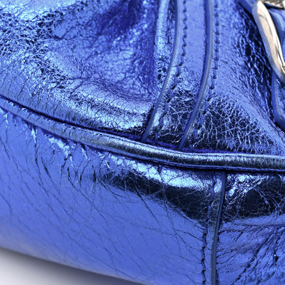 Balenciaga Metallic Arena Agneau Le Cagole Shoulder Bag XS Blue 11 of 12