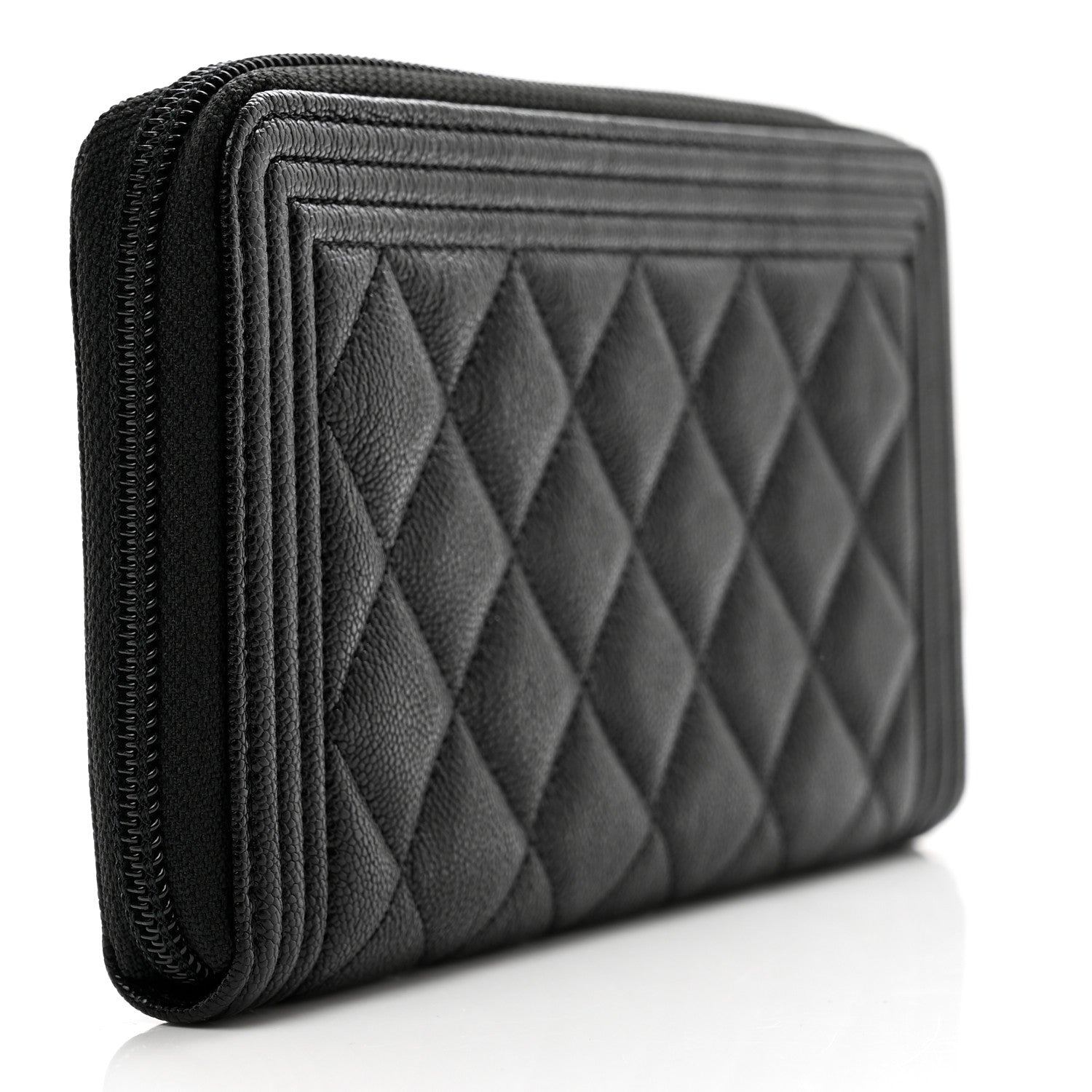 Chanel Caviar Quilted Boy Long Zip Around Wallet Black 3 of 8