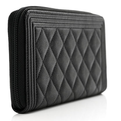 Chanel Caviar Quilted Boy Long Zip Around Wallet Black 3 of 8