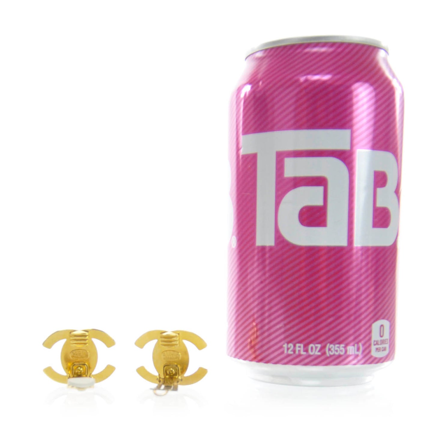 Metal CC Turnlock Clip On Earrings Gold
