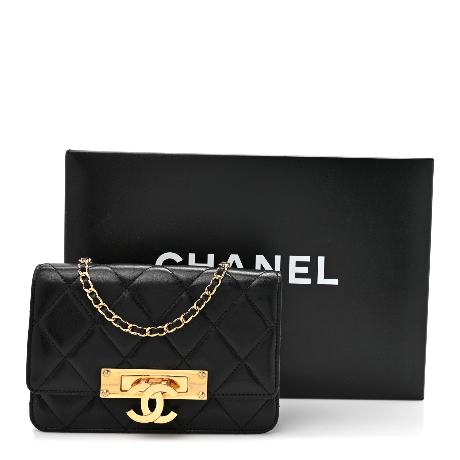 Chanel Lambskin Quilted Golden Class Wallet on Chain WOC Black 15 of 15