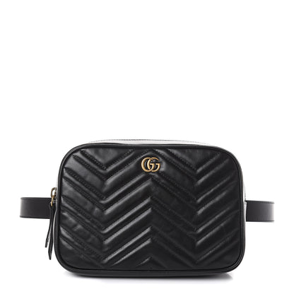 Gucci Calfskin Matelasse Mens GG Marmont Belt Bag 90 36 Black 1 of 8