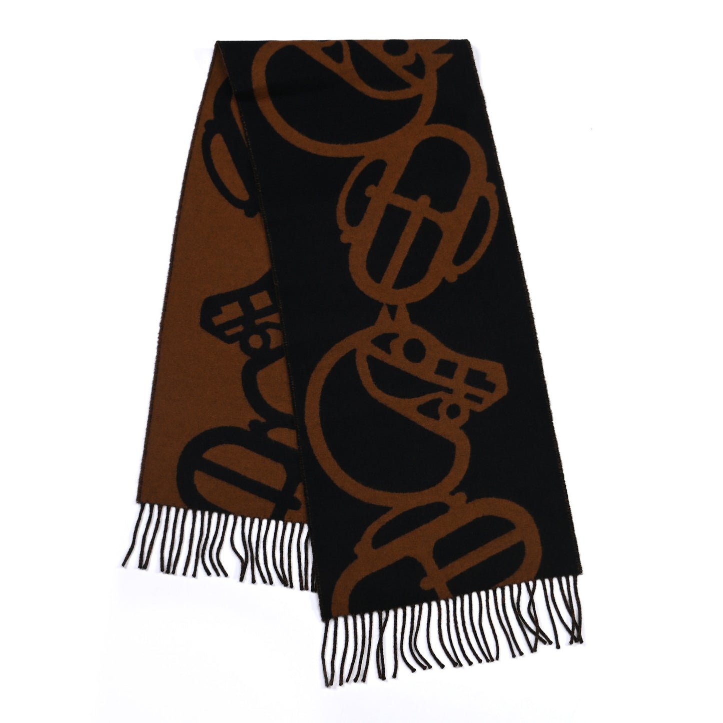 Cashmere Boucles et Camails Muffler Marine Caramel
