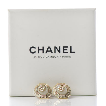 Chanel Enamel CC Earrings White Gold 5 of 5