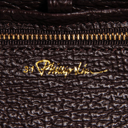 3.1 Phillip Lim 3.1 Grained Calfskin Leopard Calf Hair Mini Pashli Satchel Navy Dark Chocolate Black 6 of 12