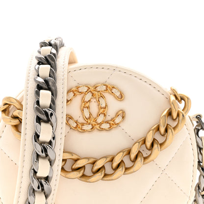 Chanel Lambskin Quilted Chanel 19 Round Clutch With Chain White 8 of 13