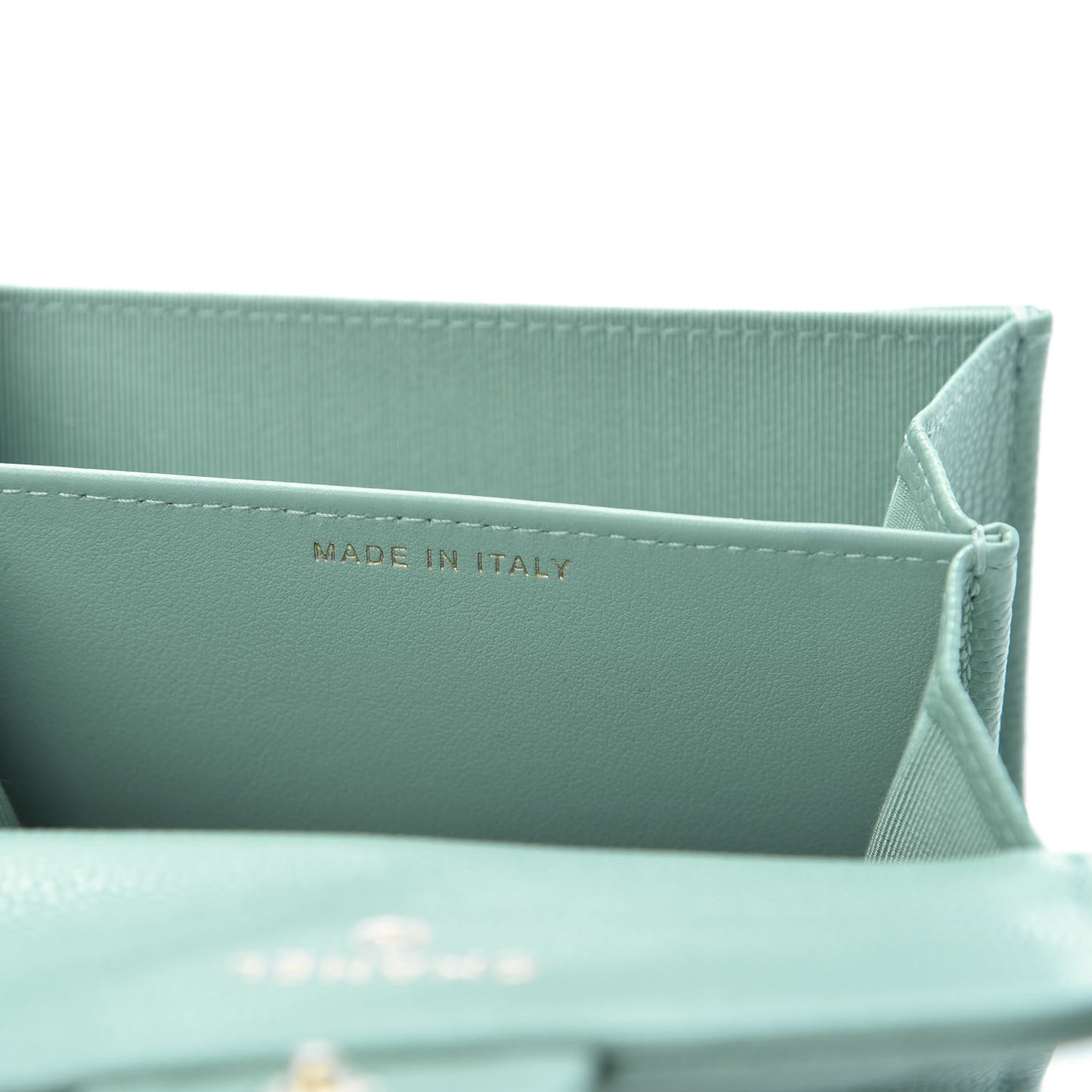 Caviar Quilted Flap Card Holder Wallet Light Blue