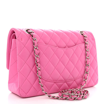 Chanel Lambskin Quilted Medium Double Flap Neon Pink 3 of 11