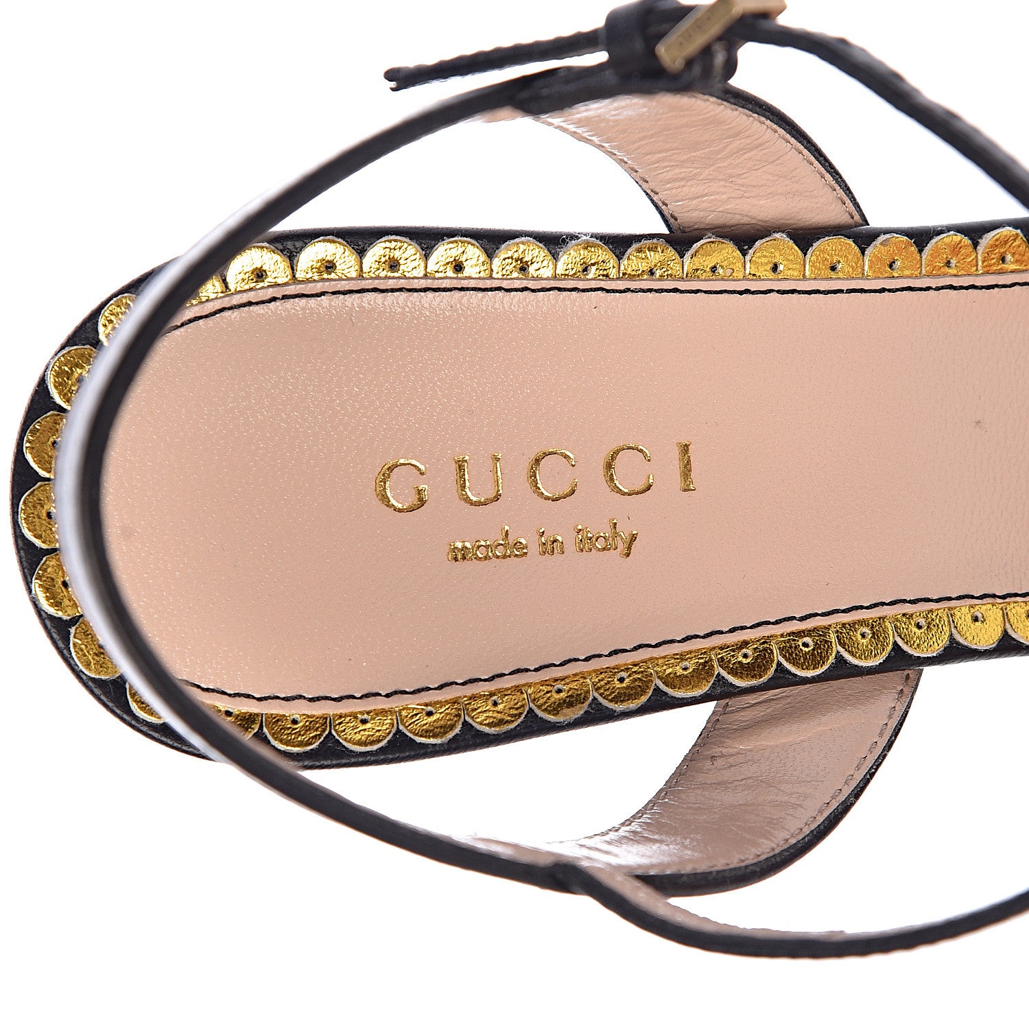 Gucci Nappa Queen Margaret Mid Heel Sandals 37.5 Black 5 of 8
