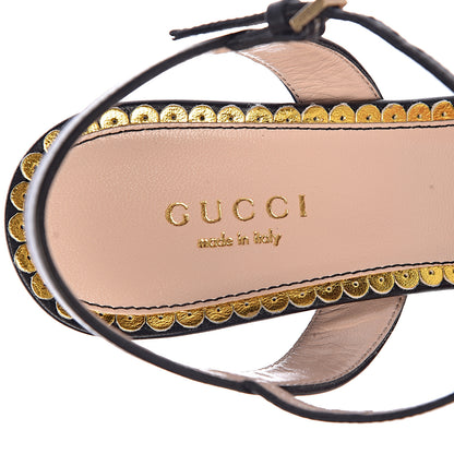 Gucci Nappa Queen Margaret Mid Heel Sandals 37.5 Black 5 of 8