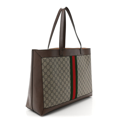 Gucci GG Supreme Monogram Web Ophidia Tote Brown 4 of 17