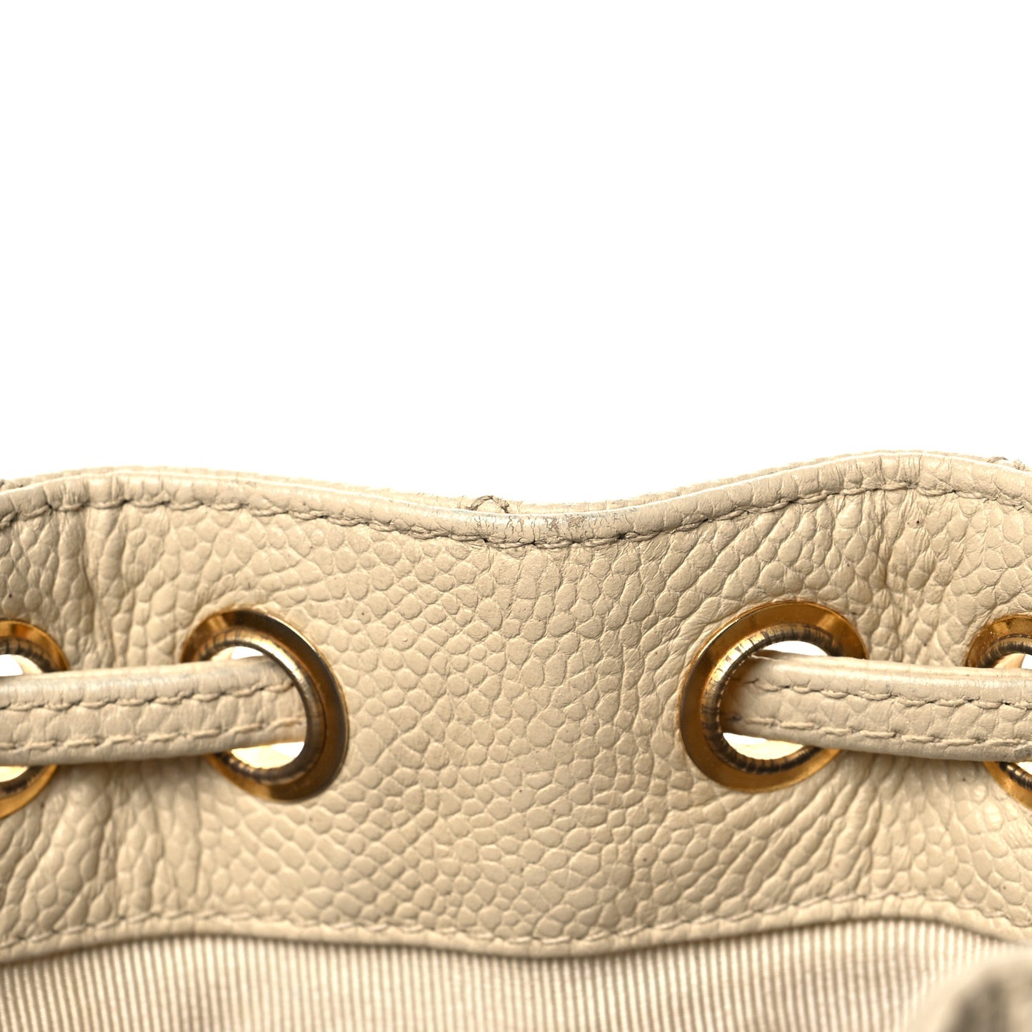 Caviar Quilted Drawstring Shoulder Bag Beige