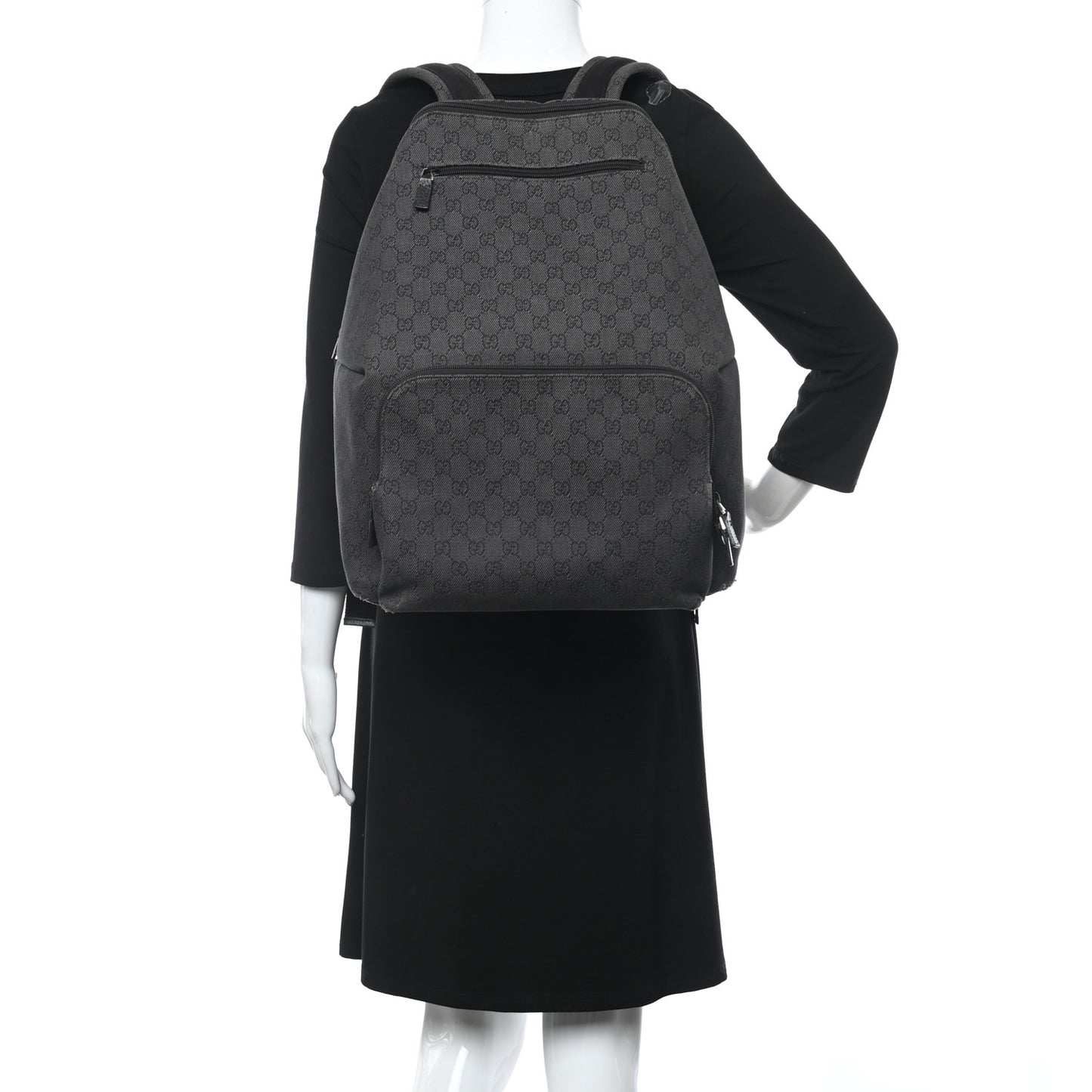 Denim Monogram Medium Backpack Black
