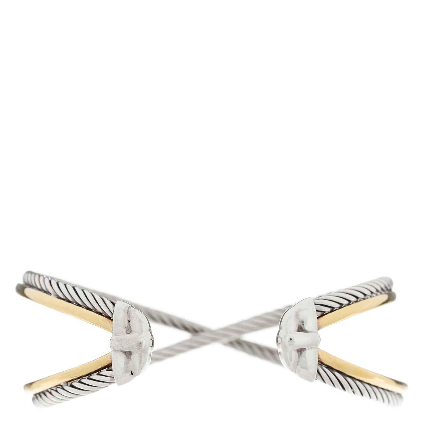 Sterling Silver 18K Yellow Gold 26mm Crossover X Cuff Bracelet