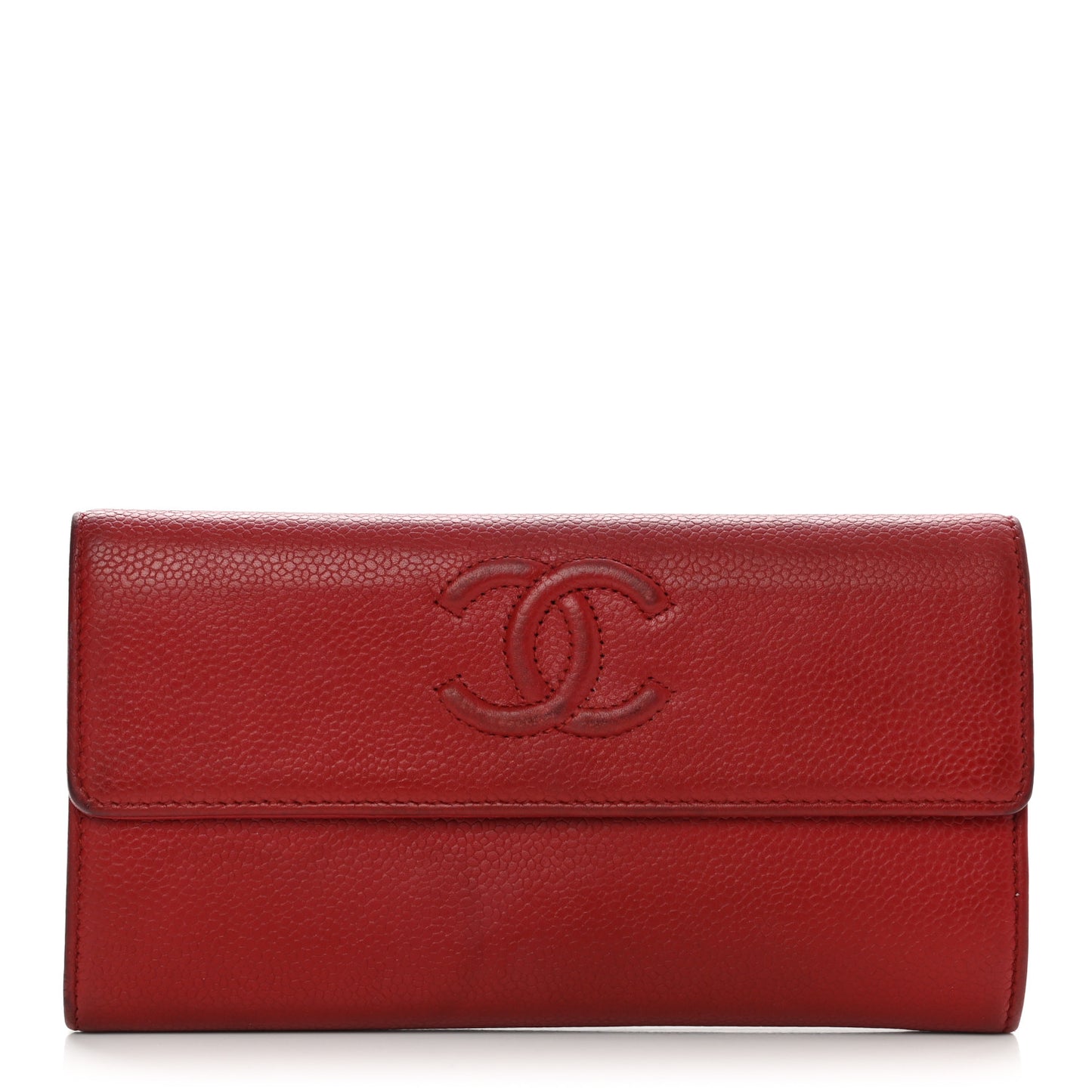 Caviar Timeless CC Large Gusset Flap Wallet Light Red