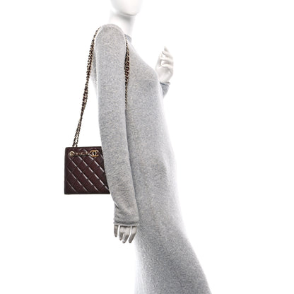 Chanel Shiny Calfskin Quilted Small Shopping Bag Burgundy 2 of 10