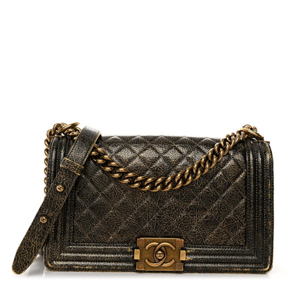 Chanel Cracked Metallic Calfskin Quilted Medium Boy Flap Gold 1 of 11