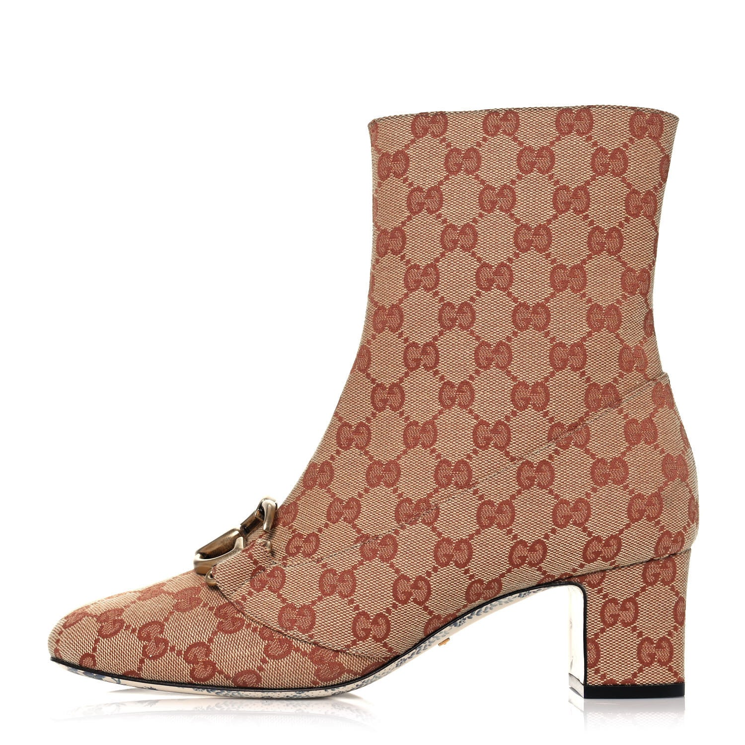 Gucci Monogram Malaga Kid GG Victoire 55mm Ankle Boots 41 Beige Ruggine Rust 1 of 9