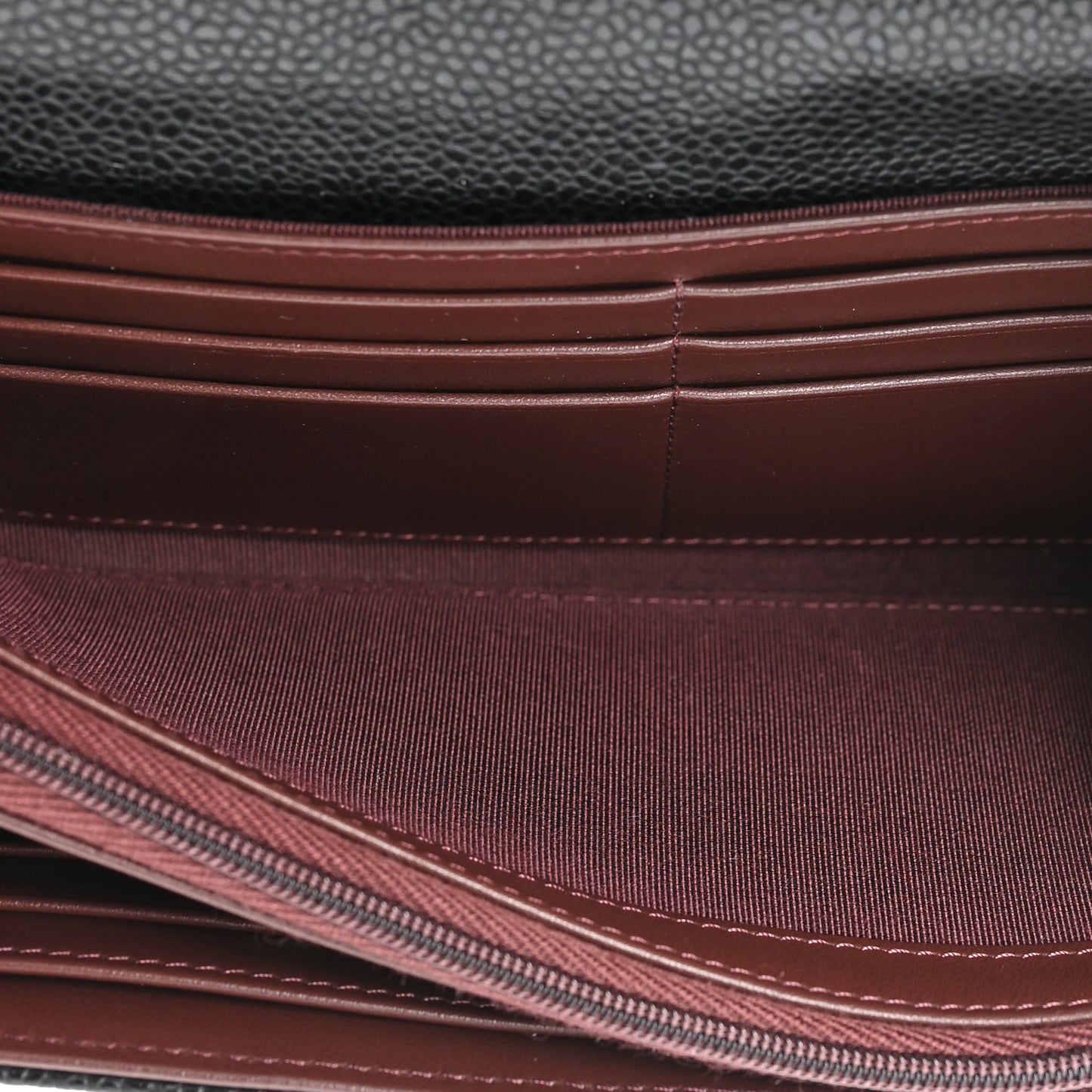 Caviar Quilted Large Gusset Flap Wallet Black