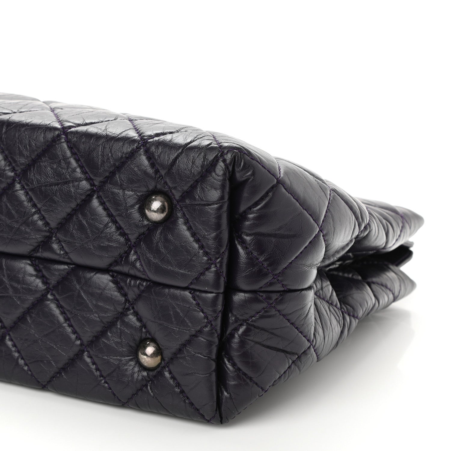 Chanel Aged Calfskin Quilted Reissue 2.55 Tote Dark Purple 10 of 10