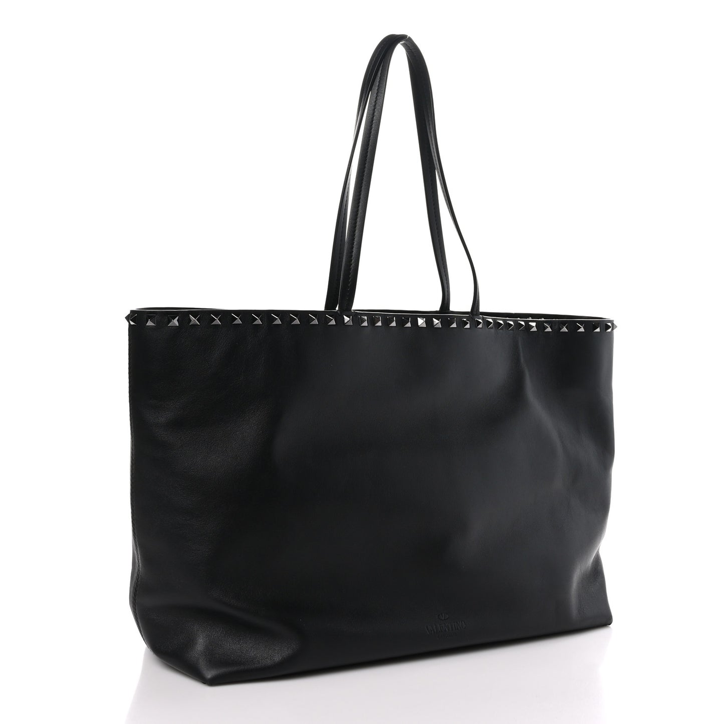X UNDERCOVER Calfskin Print Rockstud Shoulder Tote Black