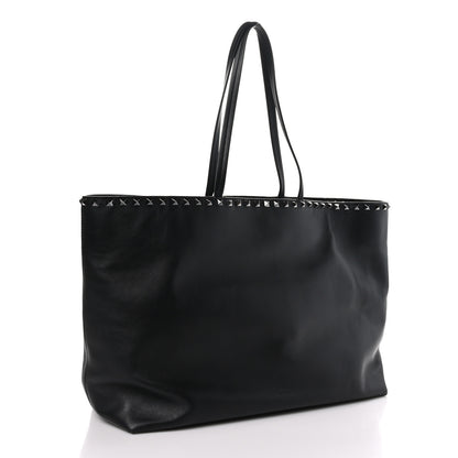 Valentino Garavani X UNDERCOVER Calfskin Print Rockstud Shoulder Tote Black 3 of 9