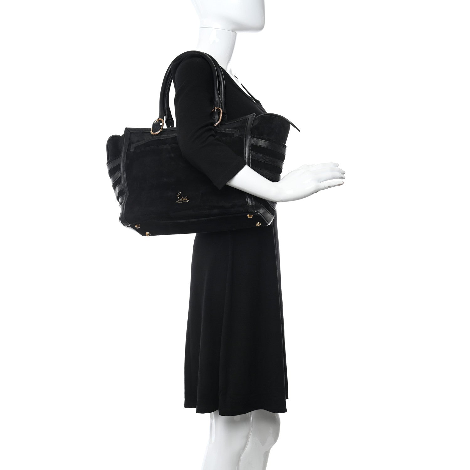 Christian Louboutin Suede Calfskin Farida Bowler Bag Black 2 of 9