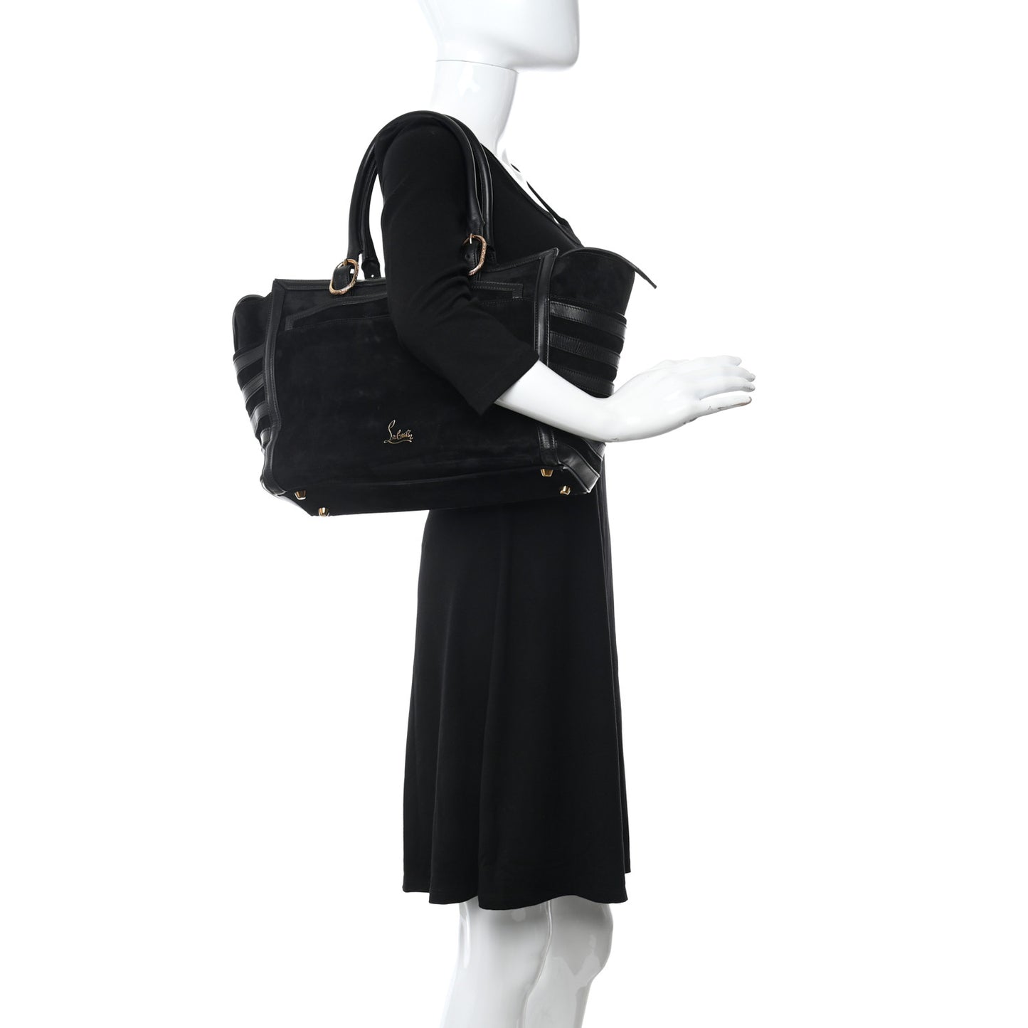 Suede Calfskin Farida Bowler Bag Black