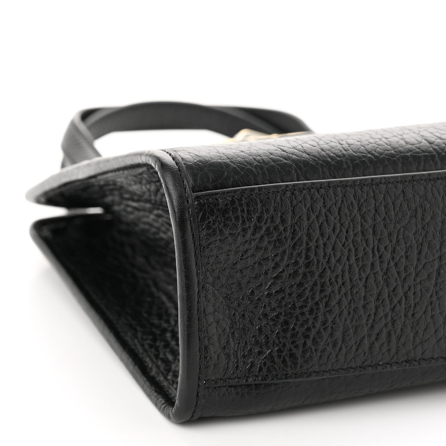Grained Calfskin Gancini Mini Top Handle Crossbody Bag Black