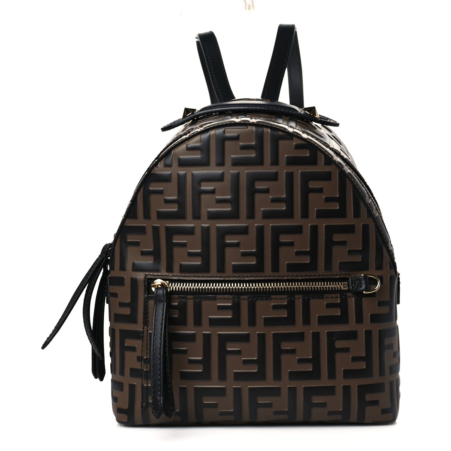 Fendi Vitello Bi-Color FF 1974 Embossed Mini Backpack Maya Black 1 of 10
