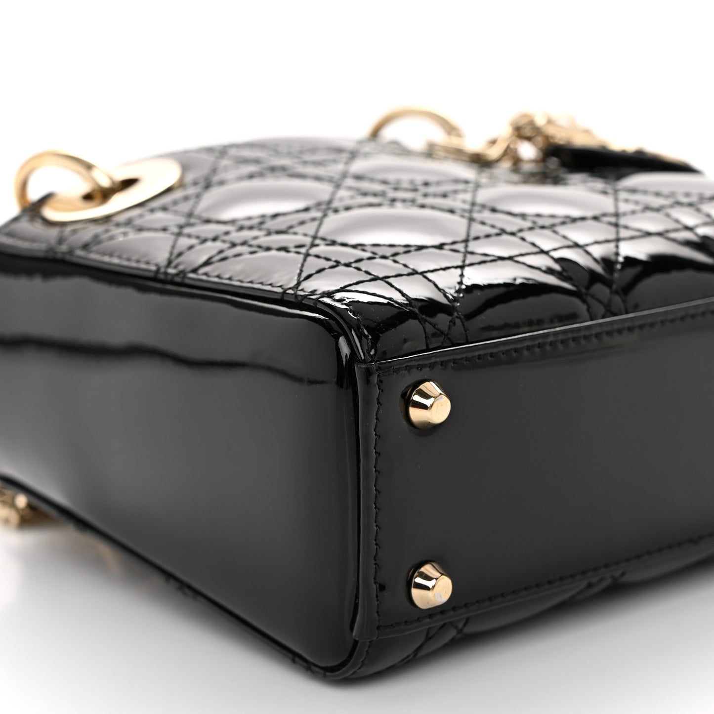 Patent Cannage Mini Lady Dior Black