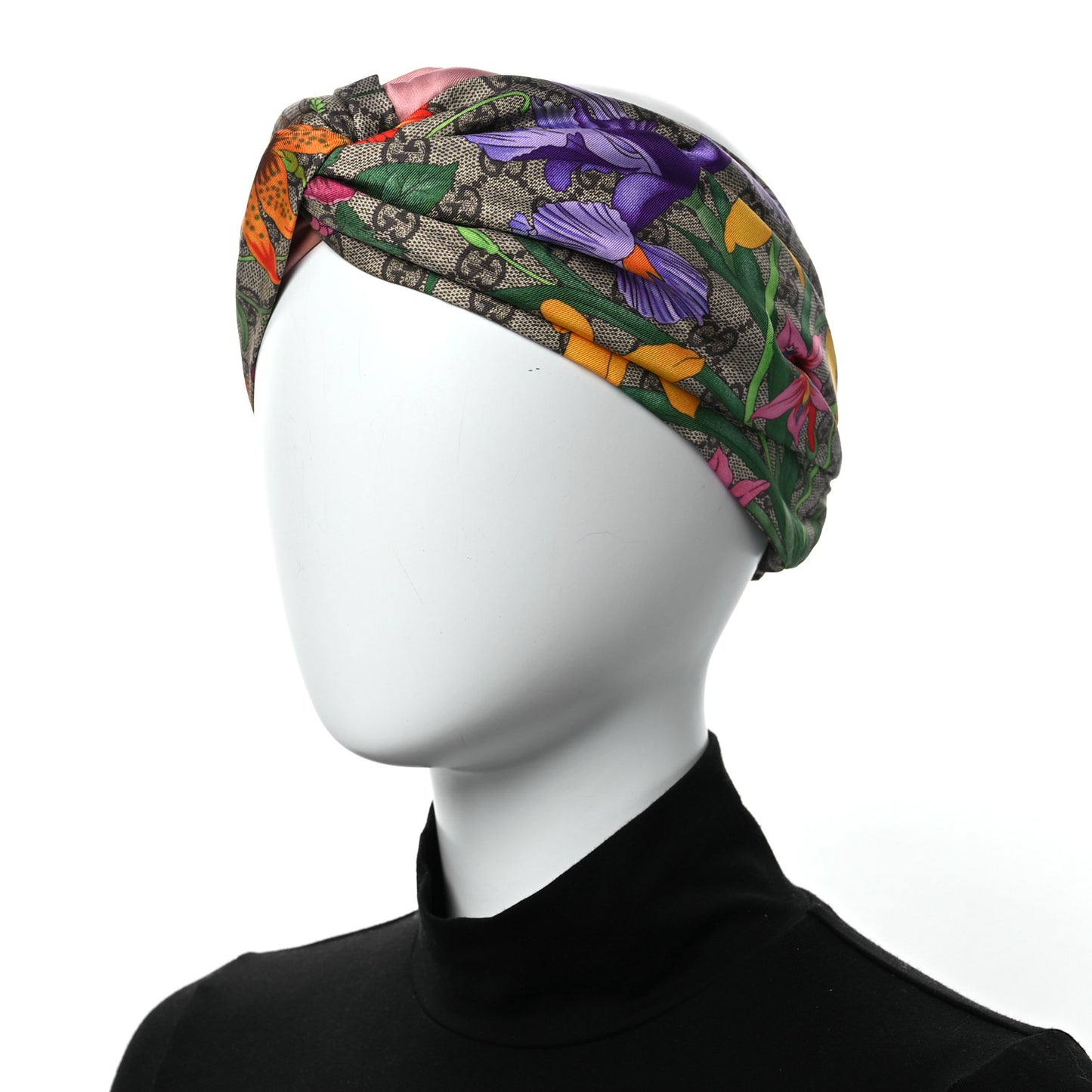 Silk Monogram Flora Print Headband M Pink