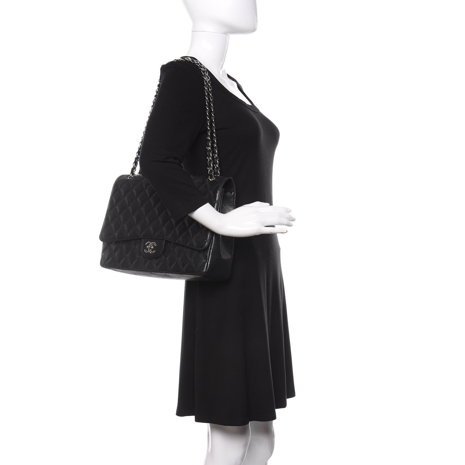 Chanel Caviar Quilted Maxi Single Flap Black 2 of 9