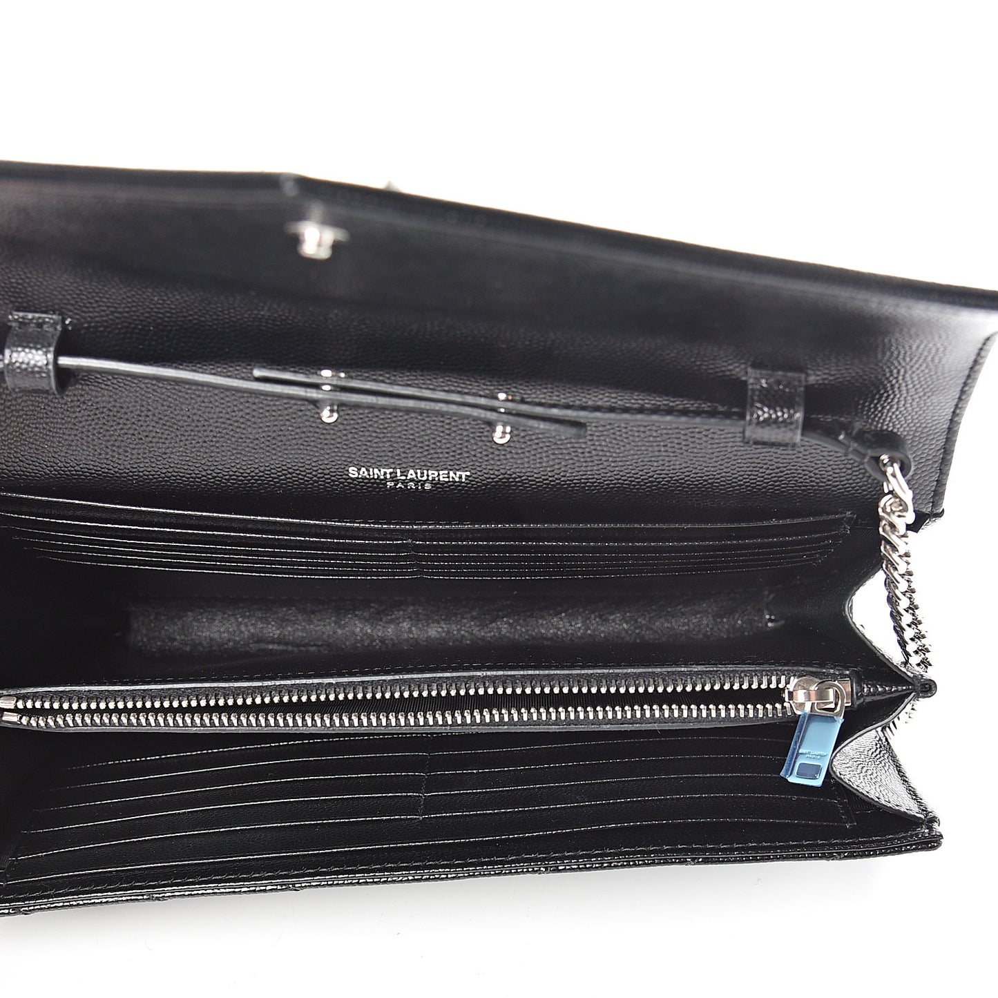 Grain De Poudre Matelasse Chevron Monogram Chain Wallet Black